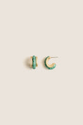 Moss Agate Semi Stone Combo Chubby Hoop Earrings