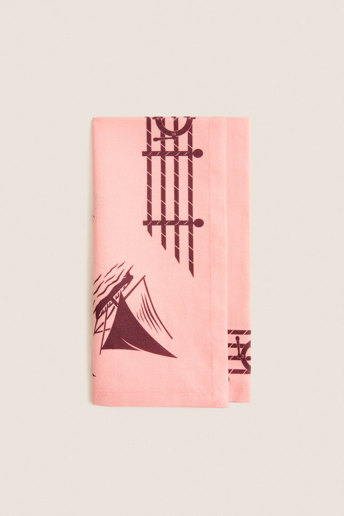 Multi Color Ships Printed Napkins Set of 4