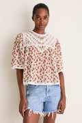 Multi Viera Print Short Sleeve Blouse