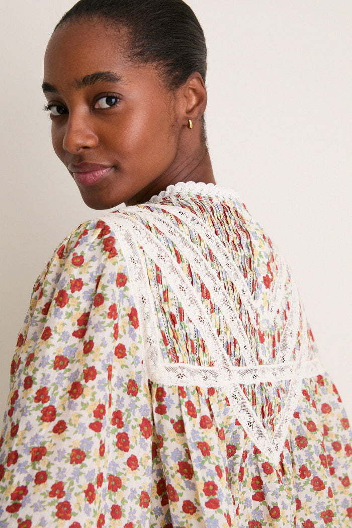 Multi Viera Print Short Sleeve Blouse