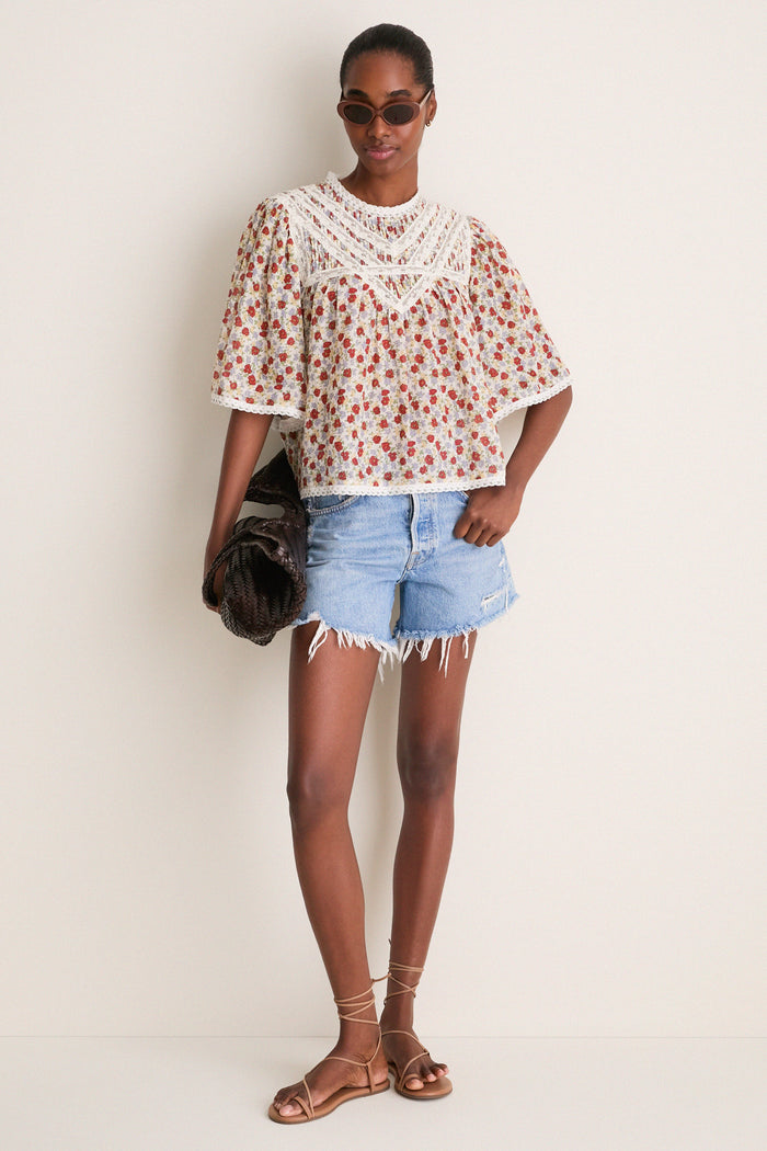 Multi Viera Print Short Sleeve Blouse