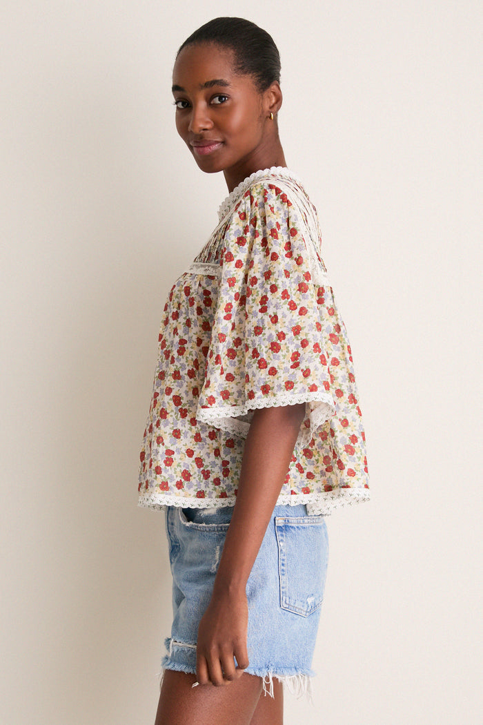 Multi Viera Print Short Sleeve Blouse