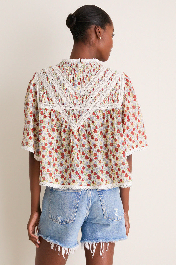 Multi Viera Print Short Sleeve Blouse