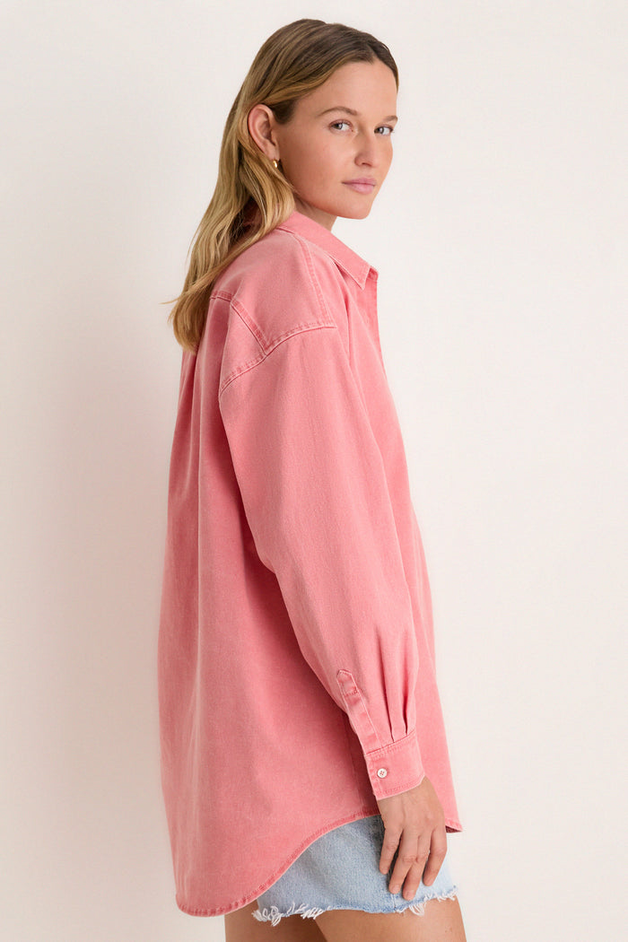 Nantucket Reds Stretch Twill Blane Boyfriend Button Down