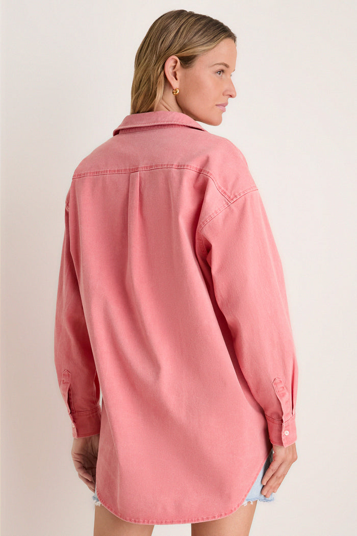 Nantucket Reds Stretch Twill Blane Boyfriend Button Down