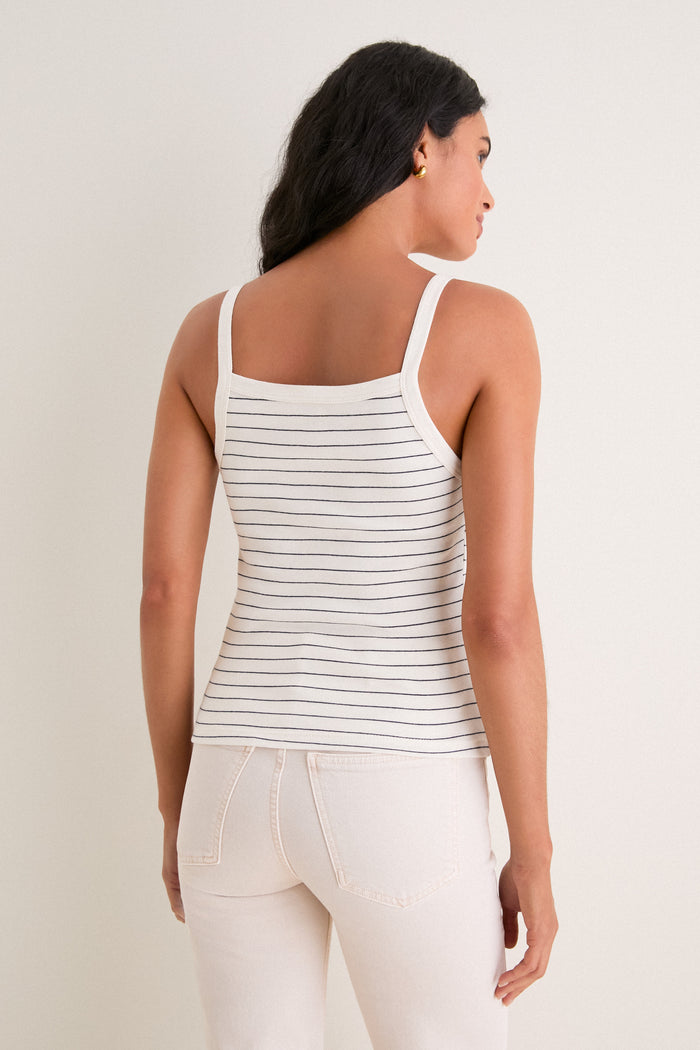 Natural and Midnight Nando Stripe Square Neck Tank