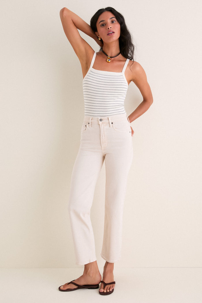 Natural and Midnight Nando Stripe Square Neck Tank