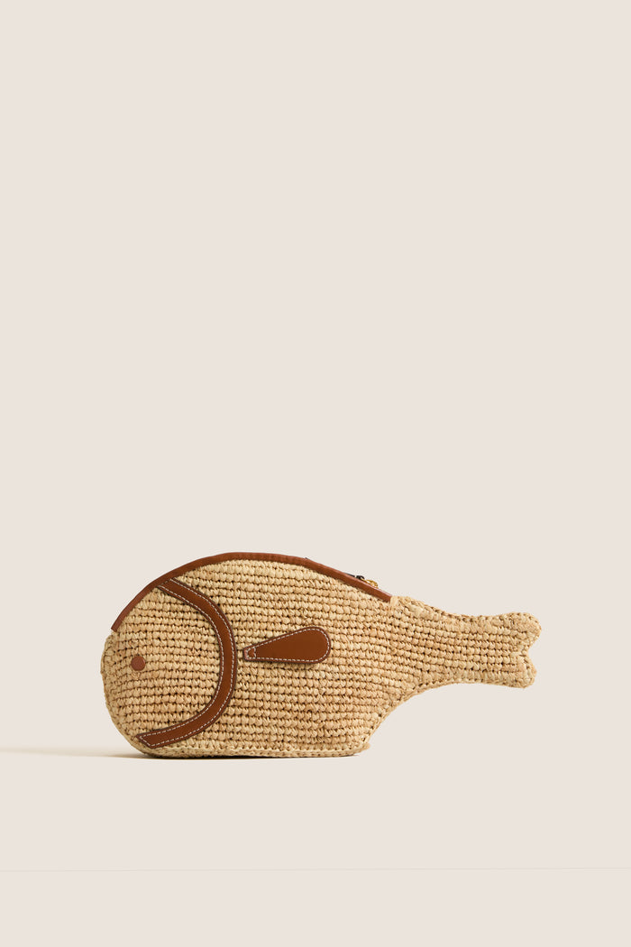 Natural and Tan Pesce Clutch