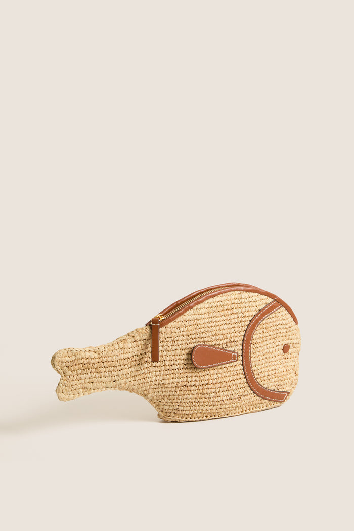 Natural and Tan Pesce Clutch