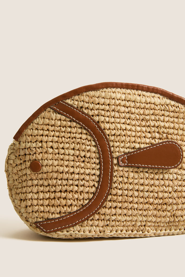 Natural and Tan Pesce Clutch