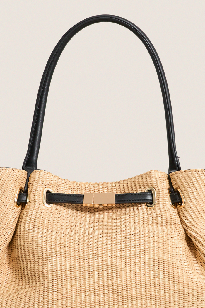 Natural Black Kaia Straw Tote