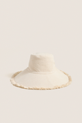 Natural Custom Fringed Canvas Packable Sunhat