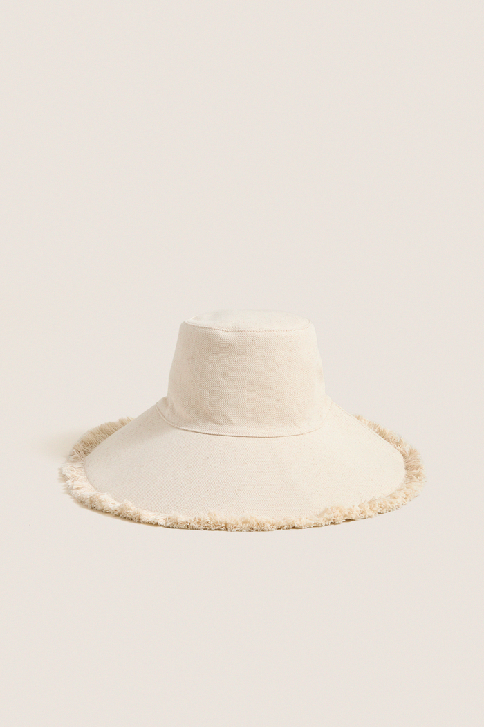 Natural Custom Fringed Canvas Packable Sunhat