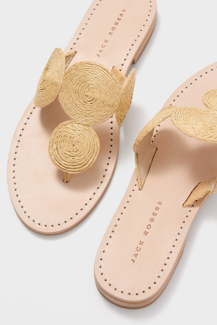 Natural Margo Flat Raffia Sandals