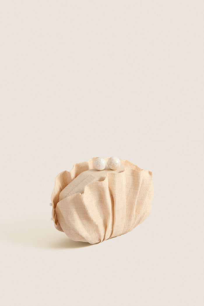 Natural Pearl Origami Scallop Clutch