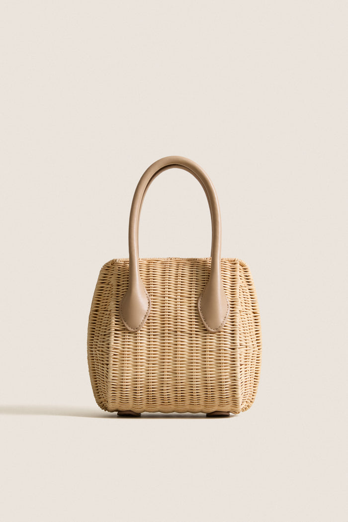 Natural Wicker Wave Top Handle Bag