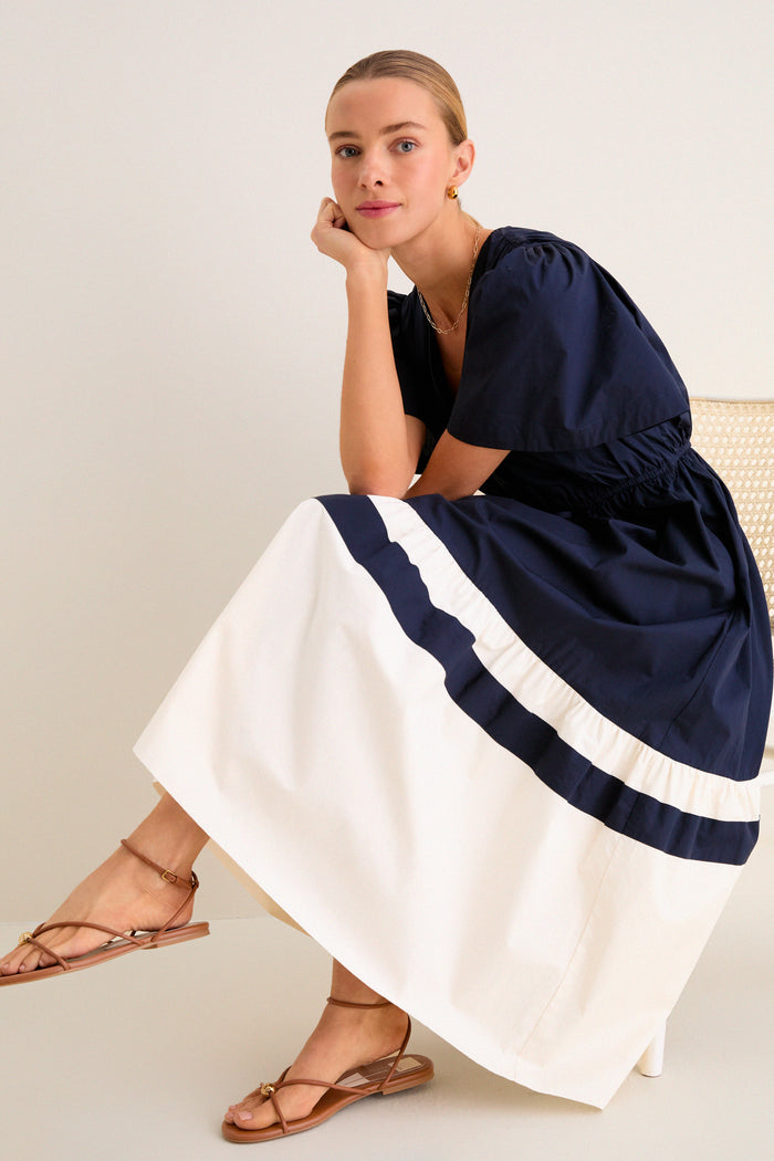 Navy and Cream Mitchell Dress