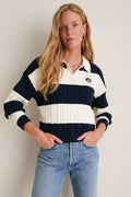 Navy and Ivory Cabled Huxley Polo