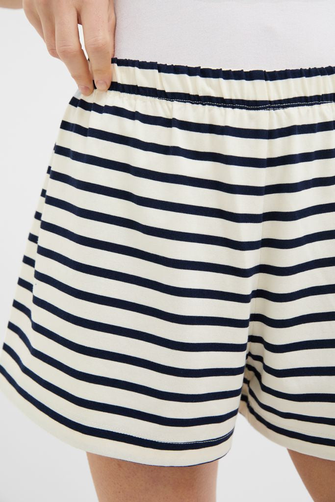 Navy and Ivory Stripe Knit Olympia Short