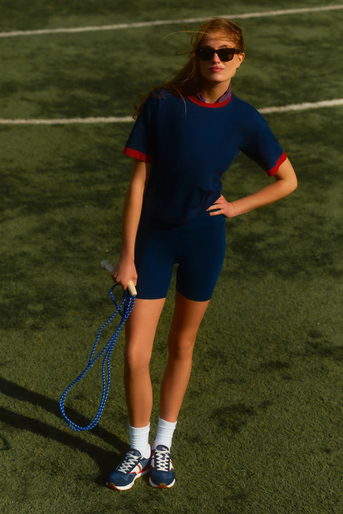 Navy and Red Flo Performance Cotton Ringer Tee