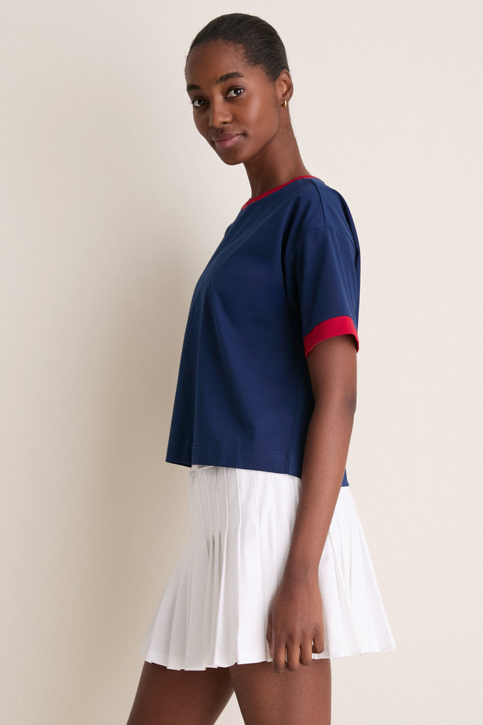 Navy and Red Flo Performance Cotton Ringer Tee
