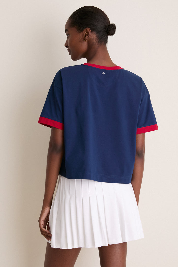 Navy and Red Flo Performance Cotton Ringer Tee