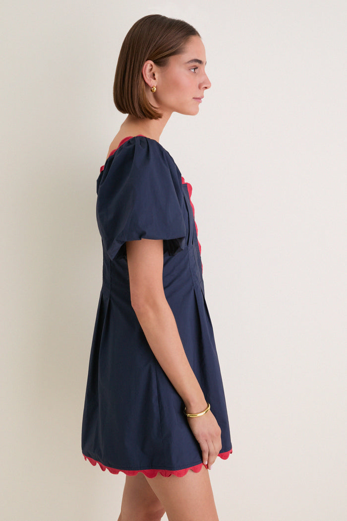 Navy and Red Ric Rac Daley Mini Dress