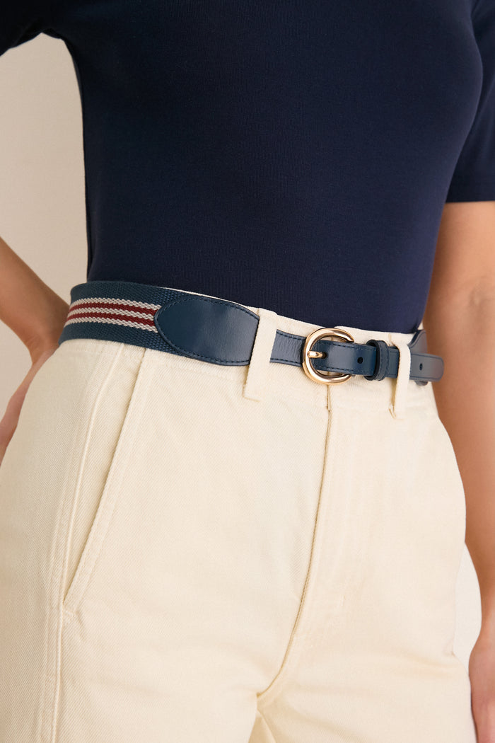 Navy and Red Woven Strap Belt