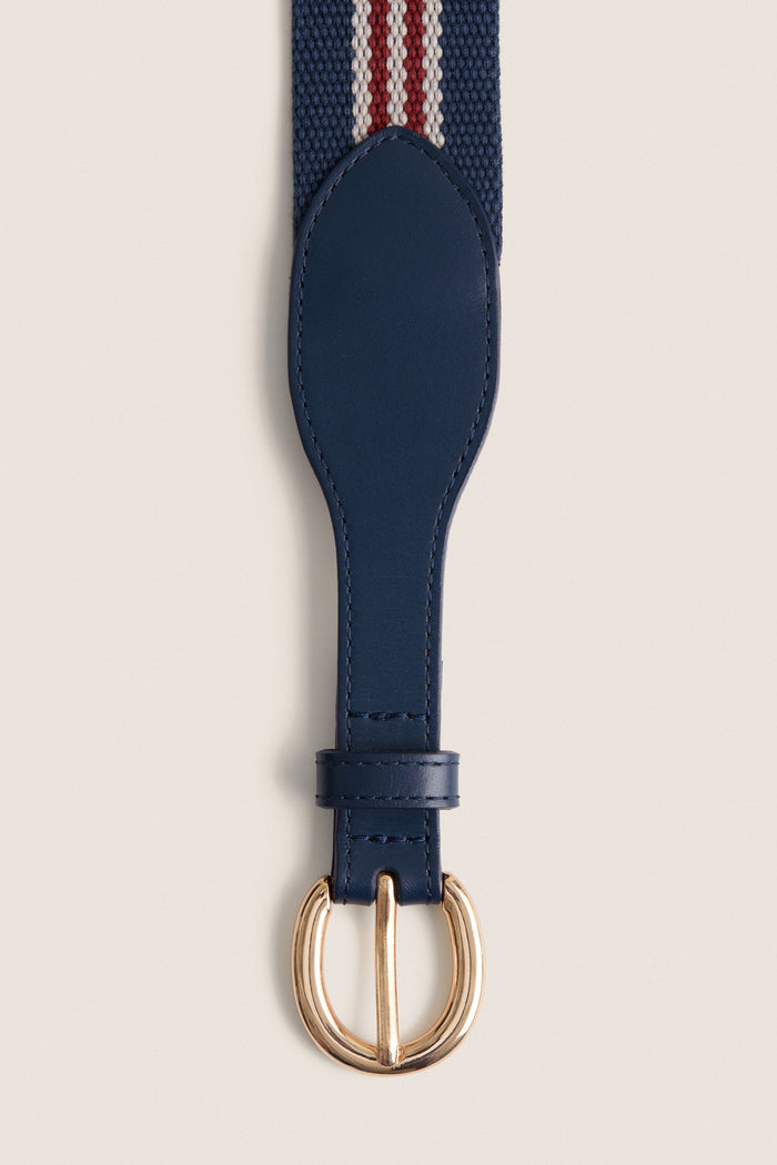 Navy and Red Woven Strap Belt