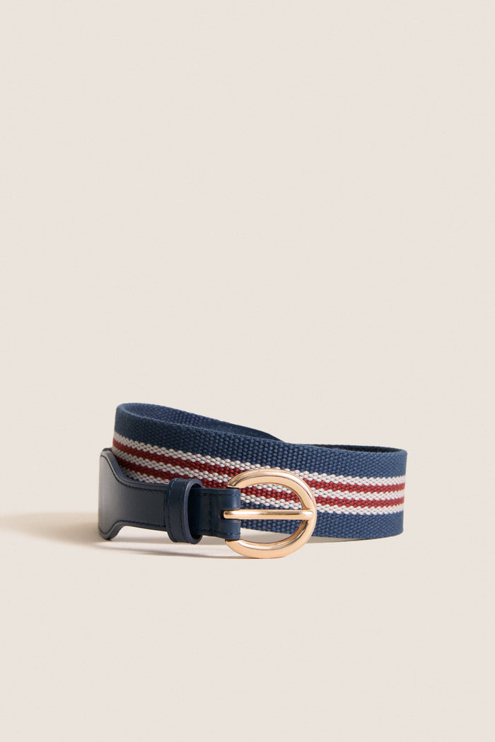 Navy and Red Woven Strap Belt