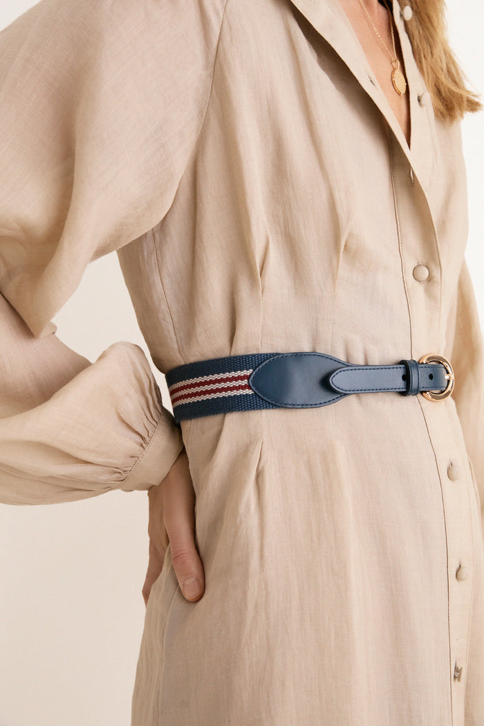 Navy and Red Woven Strap Belt