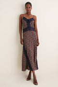 Navy and Rust Chrysanthemum Chintz Francesca Dress