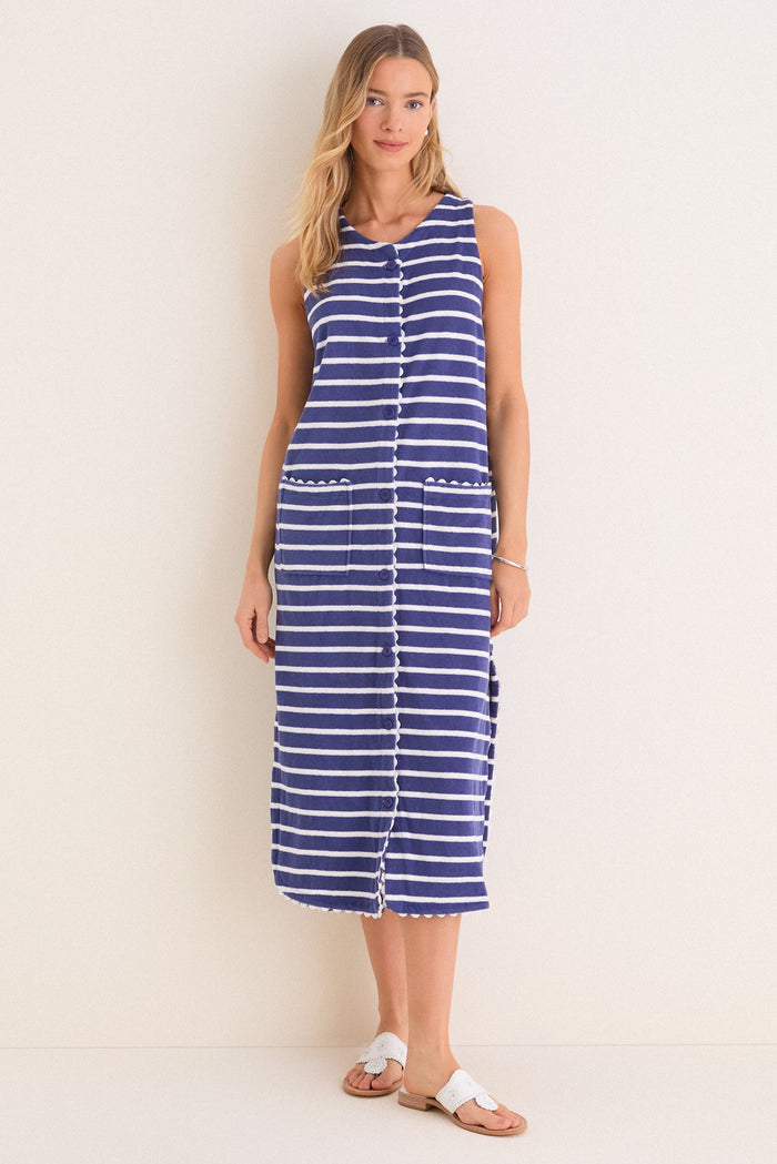 Navy and White Stripe Bermuda Terrycloth Caftan