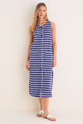 Navy and White Stripe Bermuda Terrycloth Caftan