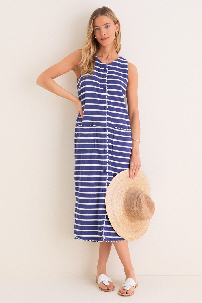 Navy and White Stripe Bermuda Terrycloth Caftan