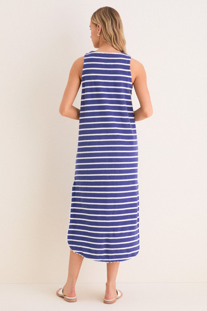 Navy and White Stripe Bermuda Terrycloth Caftan