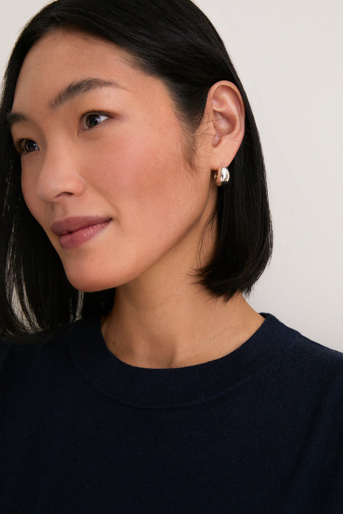 Navy Cashmere Silk Sleeveless Ava Shell