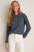 Navy Collegiate Stripe Morris Tee