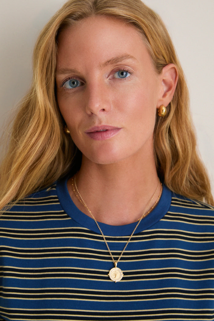 Navy Collegiate Stripe Morris Tee