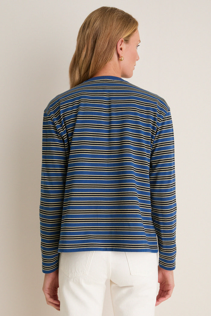 Navy Collegiate Stripe Morris Tee