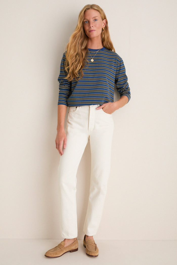 Navy Collegiate Stripe Morris Tee