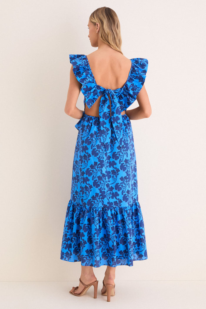 Navy & Cornflower Blue Vines Amelia Maxi Dress