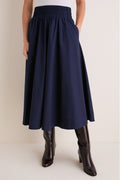 Navy Cotton Poplin Niki Circle Skirt