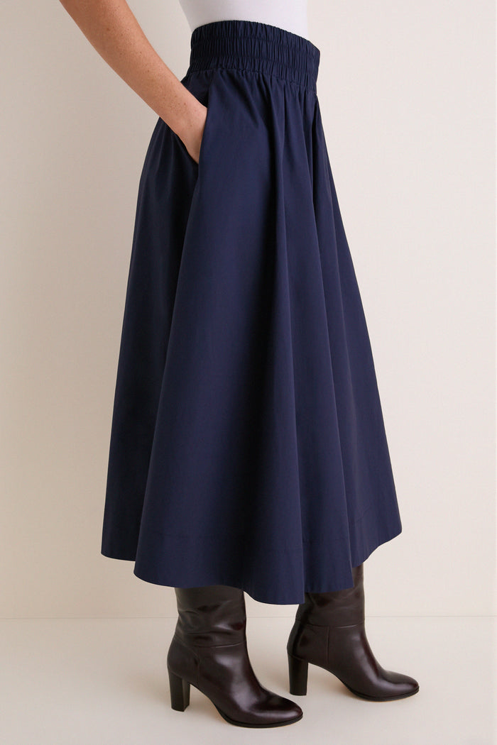 Navy Cotton Poplin Niki Circle Skirt