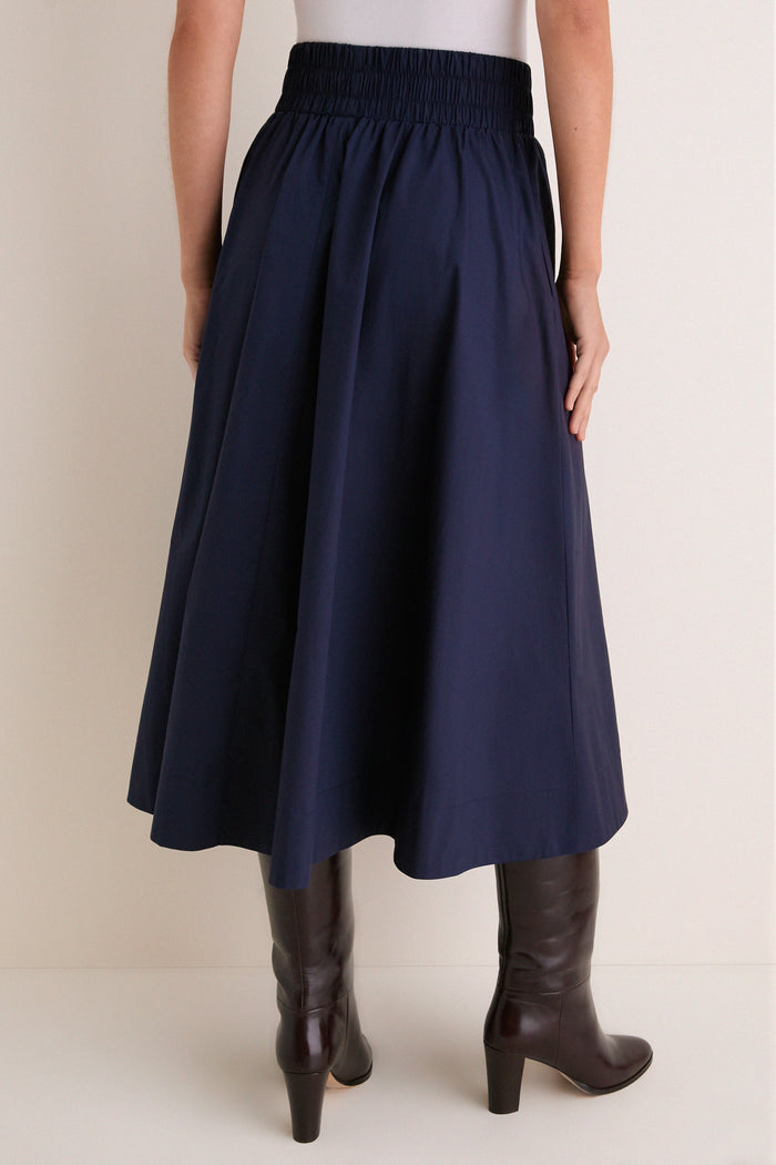 Navy Cotton Poplin Niki Circle Skirt