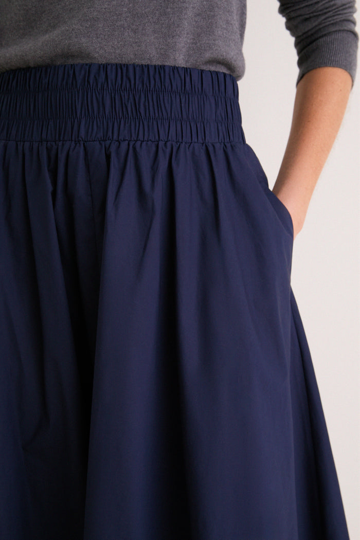 Navy Cotton Poplin Niki Circle Skirt