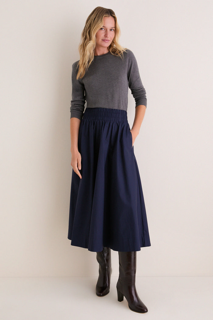 Navy Cotton Poplin Niki Circle Skirt