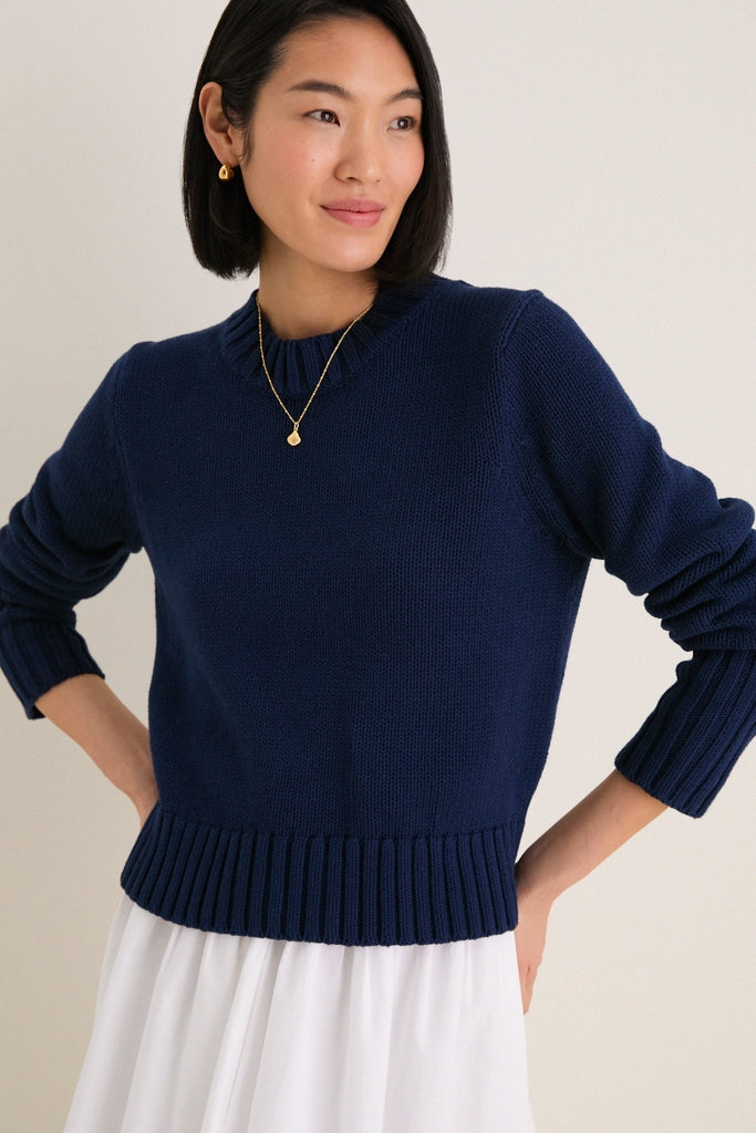 Navy Cotton William Crewneck