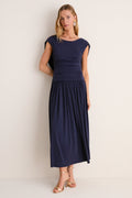 Navy Crepe Jersey Luciana Dress