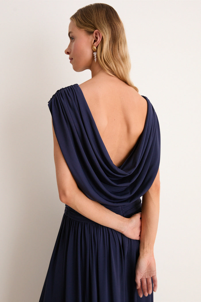 Navy Crepe Jersey Luciana Dress